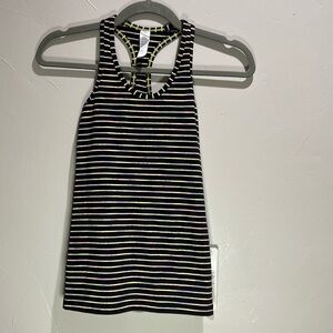 Ivivva Black Striped Racerback Tank Top with Neon Accents